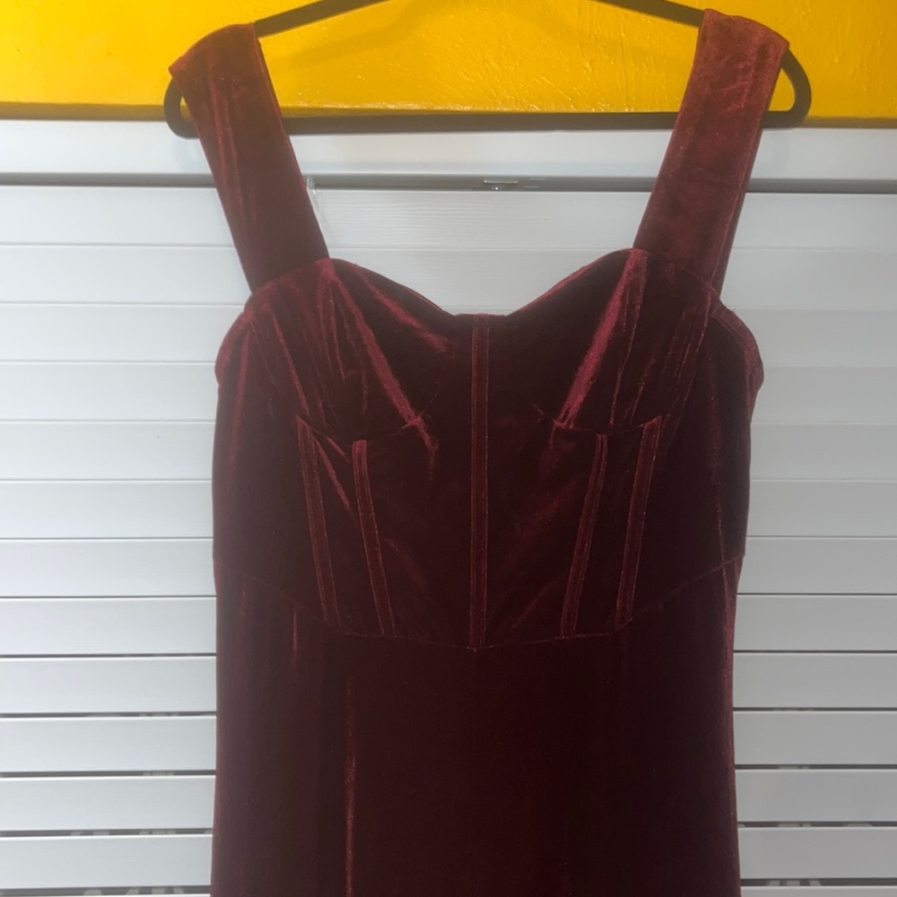 Cider maroon velvet corset jumpsuit. Never worn, with tags
